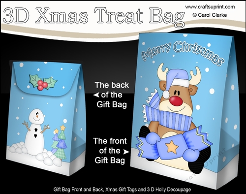 3D Christmas Gift Bag Mini Kit - Rudolph has an Xmas Cracker