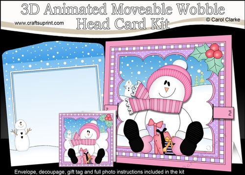 3D Animated Christmas Moveable Wobble Head Card - Snowman Rio has lots of Presents