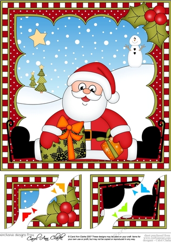 Christmas Santa 8 x 8 Scalloped Corner Topper  