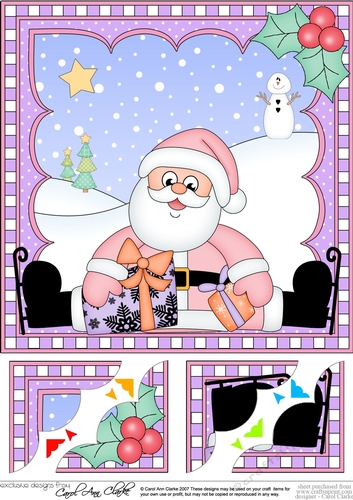Christmas Santa 8 x 8 Scalloped Corner Topper  