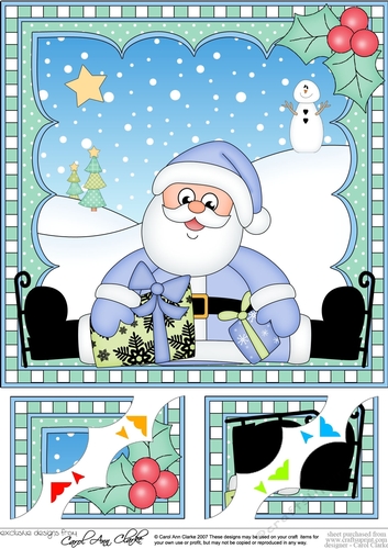 Christmas Santa 8 x 8 Scalloped Corner Topper  
