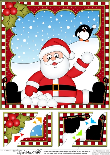 Christmas Santa 8 x 8 Scalloped Corner Topper  