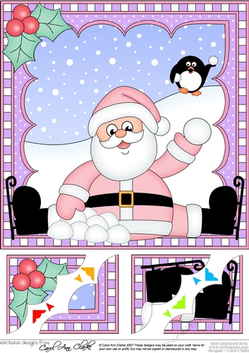 Christmas Santa 8 x 8 Scalloped Corner Topper  