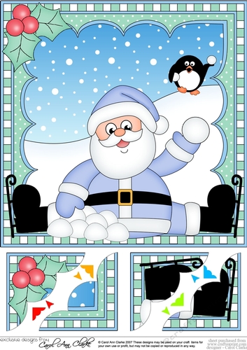 Christmas Santa 8 x 8 Scalloped Corner Topper  