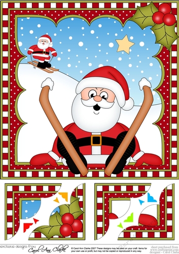 Christmas Santa 8 x 8 Scalloped Corner Topper  