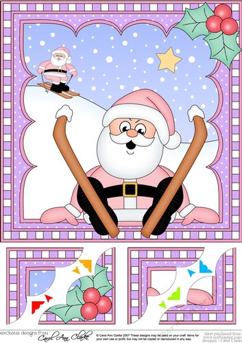 Christmas Santa 8 x 8 Scalloped Corner Topper  