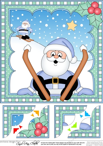 Christmas Santa 8 x 8 Scalloped Corner Topper  