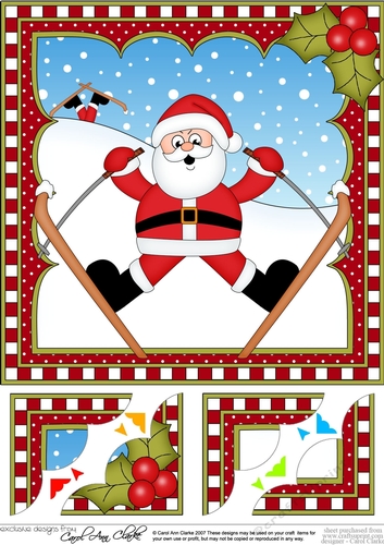 Christmas Santa 8 x 8 Scalloped Corner Topper  