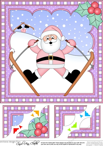 Christmas Santa 8 x 8 Scalloped Corner Topper  