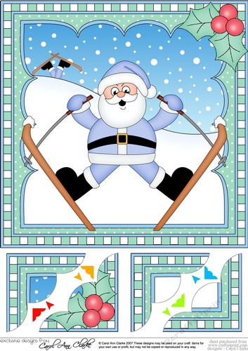Christmas Santa 8 x 8 Scalloped Corner Topper  