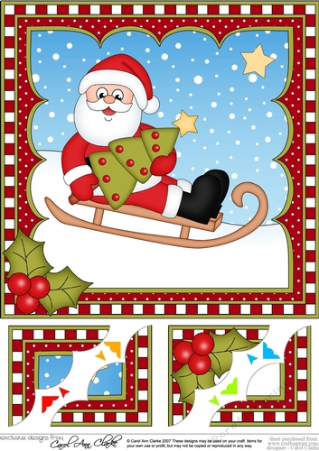 Christmas Santa 8 x 8 Scalloped Corner Topper  