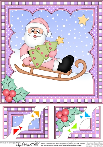 Christmas Santa 8 x 8 Scalloped Corner Topper  