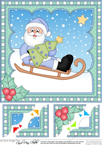 Christmas Santa 8 x 8 Scalloped Corner Topper  