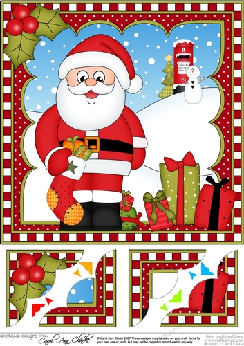 Christmas Santa 8 x 8 Scalloped Corner Topper  