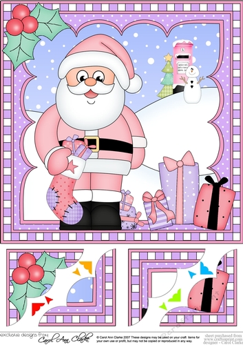 Christmas Santa 8 x 8 Scalloped Corner Topper  