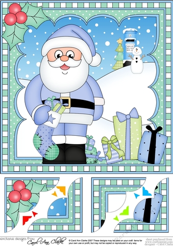 Christmas Santa 8 x 8 Scalloped Corner Topper  