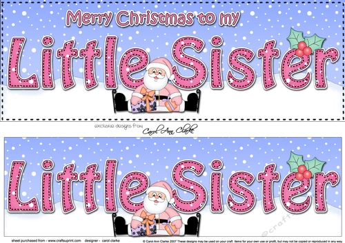 Large DL Merry Christmas to my LITTLE SISTER with Santa 3D decoupage 