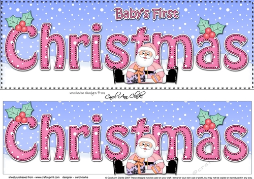 Large DL Merry Christmas BABYS 1st CHRISTMAS with Santa 3D decoupage 