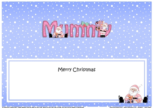 Large DL Merry Christmas MUMMY with Santa insert