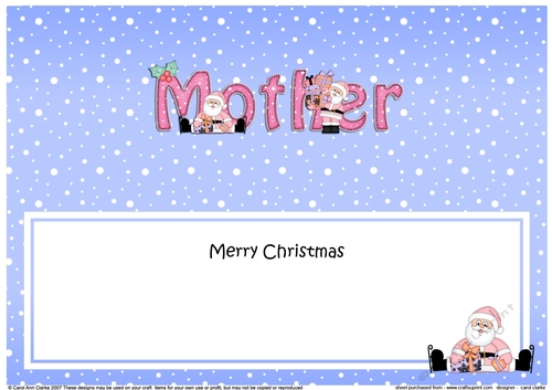 Large DL Merry Christmas MOTHER with Santa insert