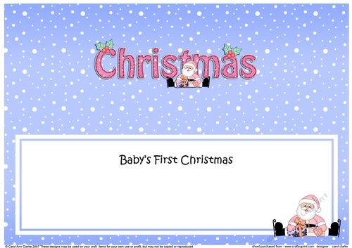 Large DL Merry Christmas BABYS 1st CHRISTMAS  with Santa insert