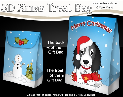 3D Christmas Gift Bag Mini Kit - Little Springer Spaniel Dog