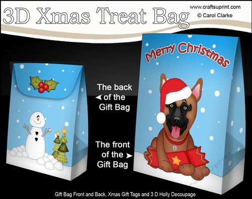 3D Christmas Gift Bag Mini Kit - Little German Shepherd Dog