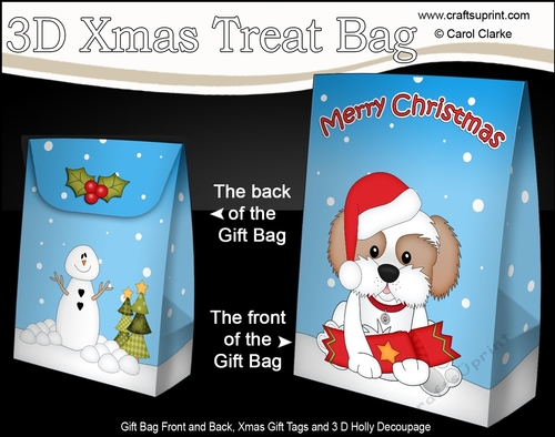 3D Christmas Gift Bag Mini Kit - Little Cavachon Dog