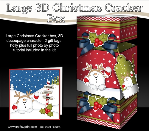 3D Large Christmas Cracker Box -  Snowball Sam is Snowballing