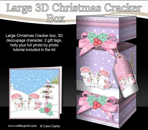 3D Large Christmas Cracker Box -  Snowball Sam is in Love