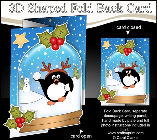Christmas 3D Shaped No-Hole Fold Back Mini Kit - Pip Penguin is Snowballing