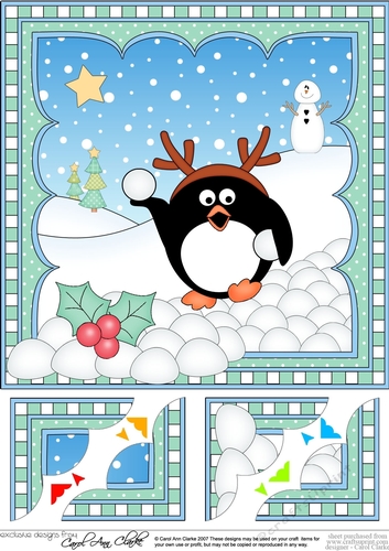 Christmas Penguin 8 x 8 Scalloped Corner Topper  