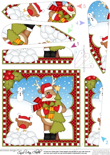 Christmas Rudolph Fan Pyramage Topper