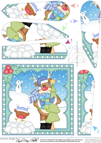 Christmas Rudolph Fan Pyramage Topper