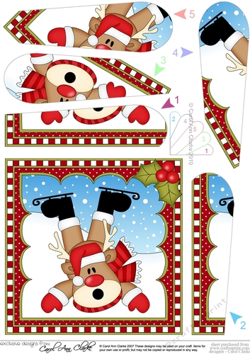 Christmas Rudolph Fan Pyramage Topper