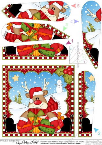 Christmas Rudolph Fan Pyramage Topper