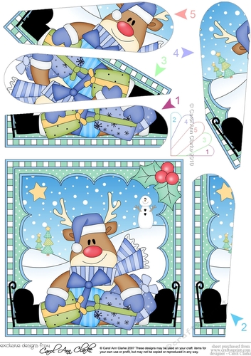 Christmas Rudolph Fan Pyramage Topper