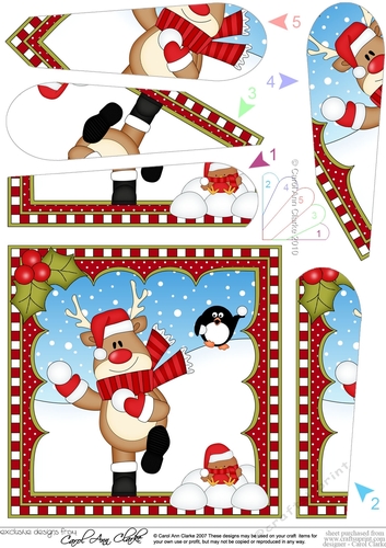 Christmas Rudolph Fan Pyramage Topper