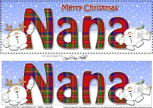 Large DL Merry Christmas NANA 3D decoupage with Snowball Sam