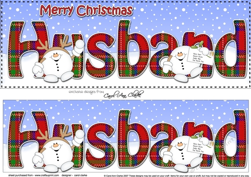Large DL Merry Christmas HUSBAND 3D decoupage with Snowball Sam