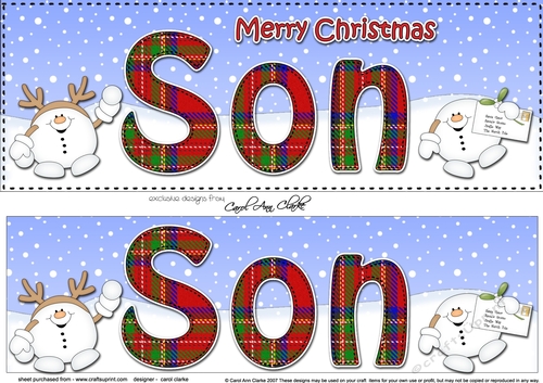 Large DL Merry Christmas SON 3D decoupage with Snowball Sam