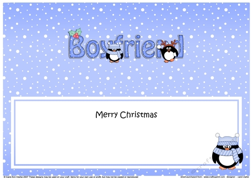 Large DL Merry Christmas BOYFRIEND insert with Penguins