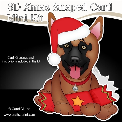 3D Shaped Christmas Card Kit - Little German Shepherd Dog
