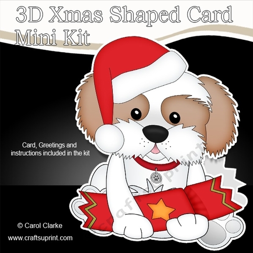 3D Shaped Christmas Card Kit - Little Cavachon Dog