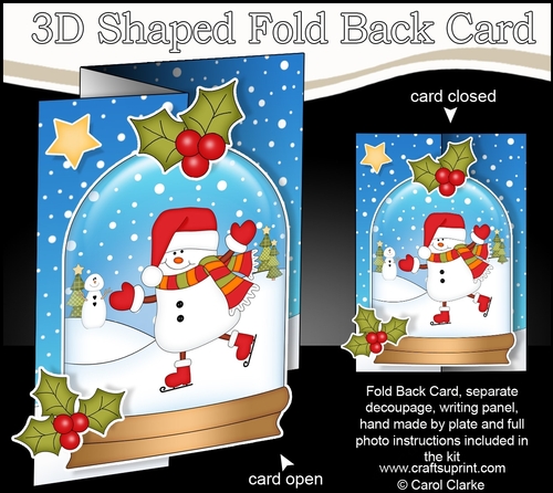 Christmas 3D Shaped No-Hole Fold Back Mini Kit - Snowman Oli is Skating