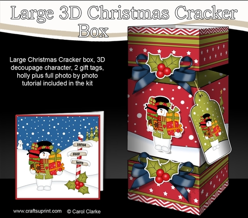 3D Large Christmas Cracker Box -  Snowman Rio has lots of Presents