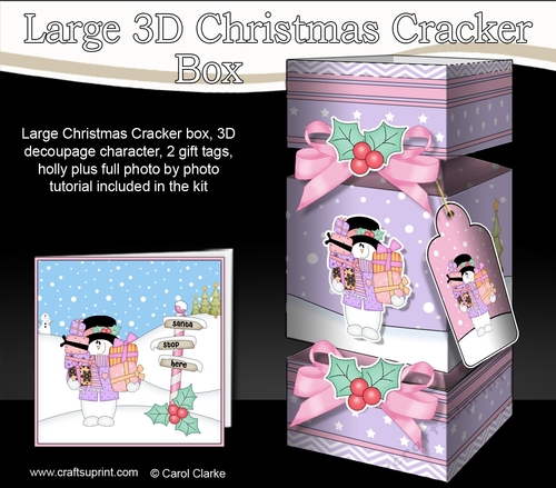 3D Large Christmas Cracker Box -  Snowman Rio has lots of Presents