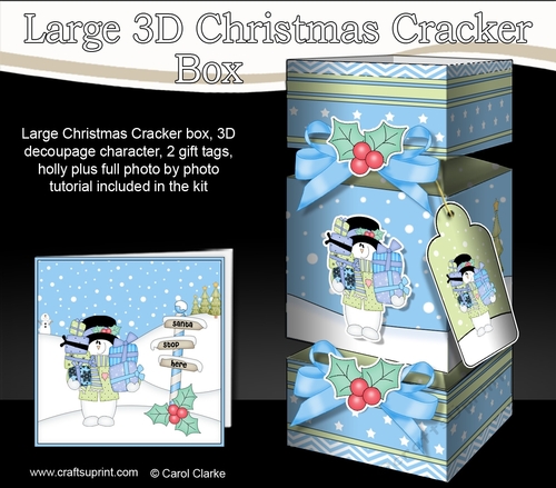 3D Large Christmas Cracker Box -  Snowman Rio has lots of Presents