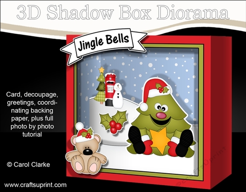3D Christmas Diorama Shadow Box Card Mini Kit - Fun Xmas Tree has an Xmas Star
