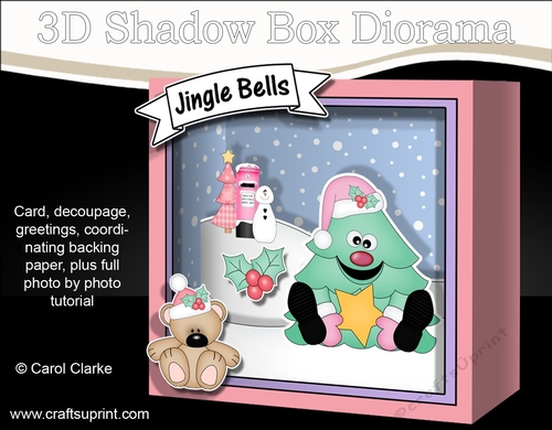 3D Christmas Diorama Shadow Box Card Mini Kit - Fun Xmas Tree has an Xmas Star